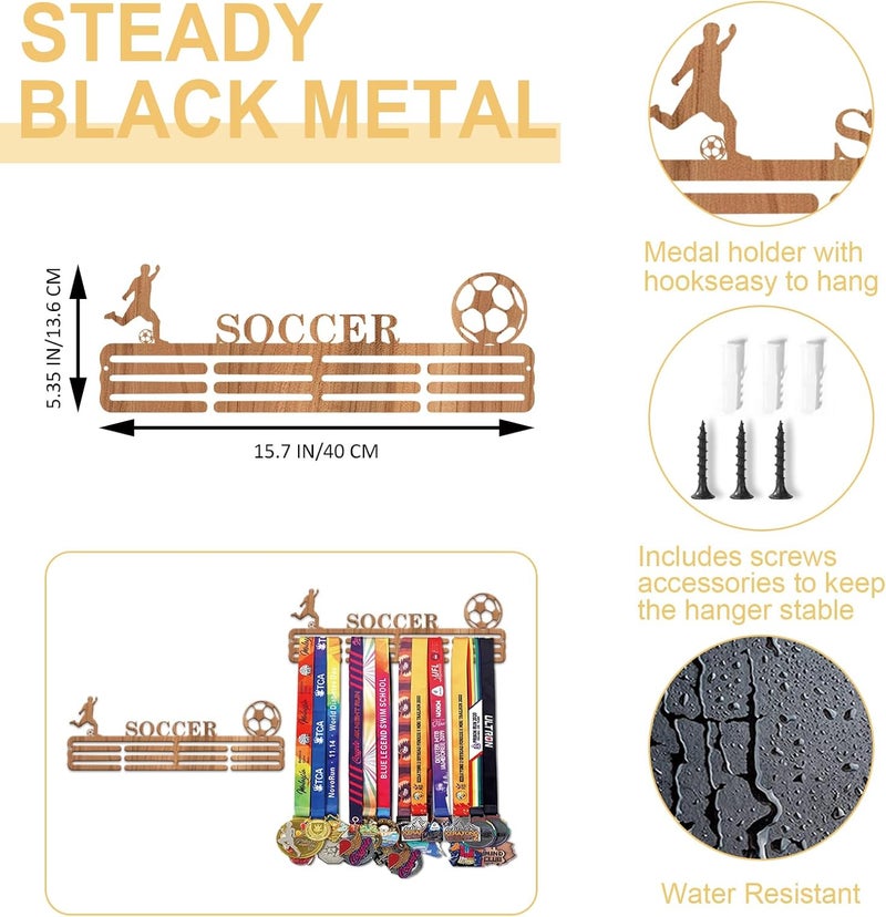 Resama Medal Hanger Holder Display Wall Rack Frame Shelf-Medal Hanger Awards Ribbon Soccer,Gymnastics,Holder Display Rack for 60 Medals - Image 5